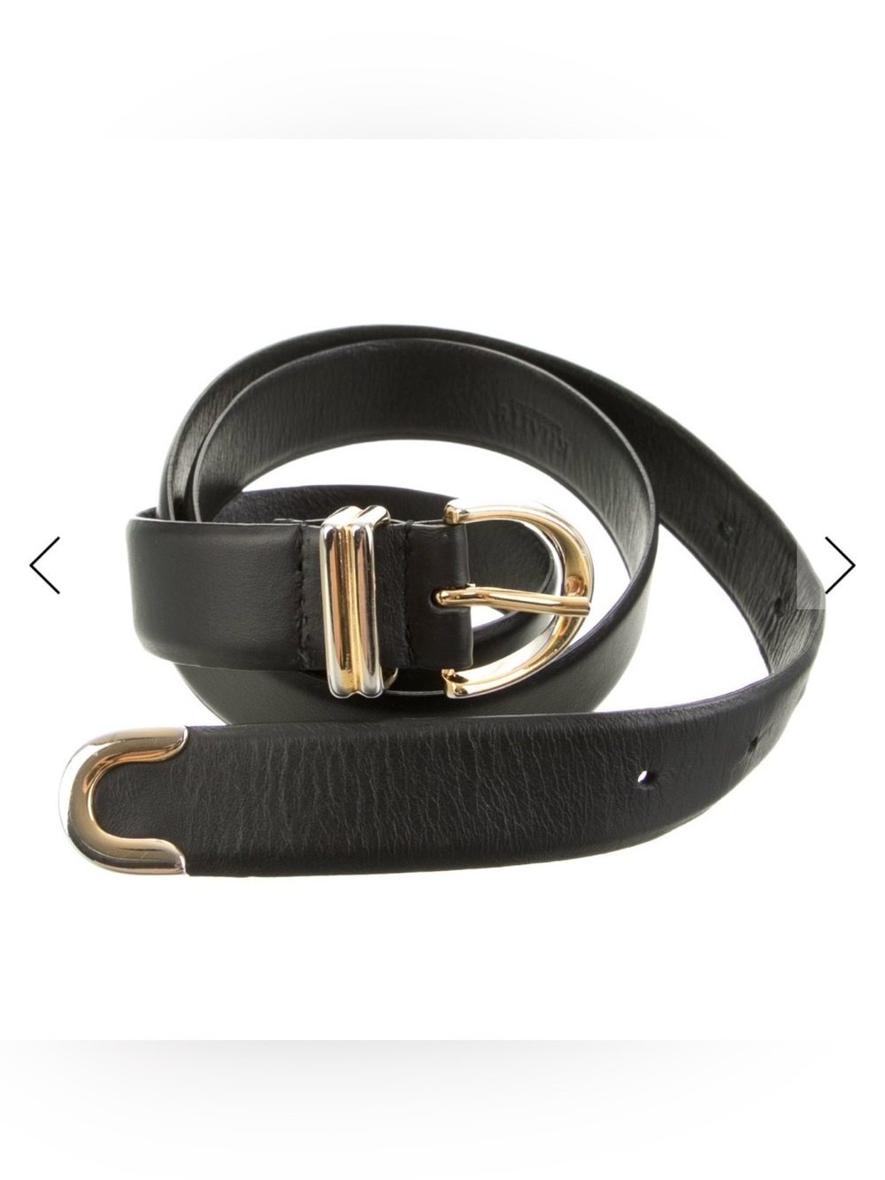 Khaite Belt Black Leather Gold Buckle 90 L